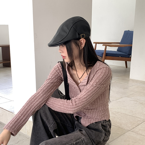 レザーボタンキャスケットハット | ファッション通販サイト NUGU