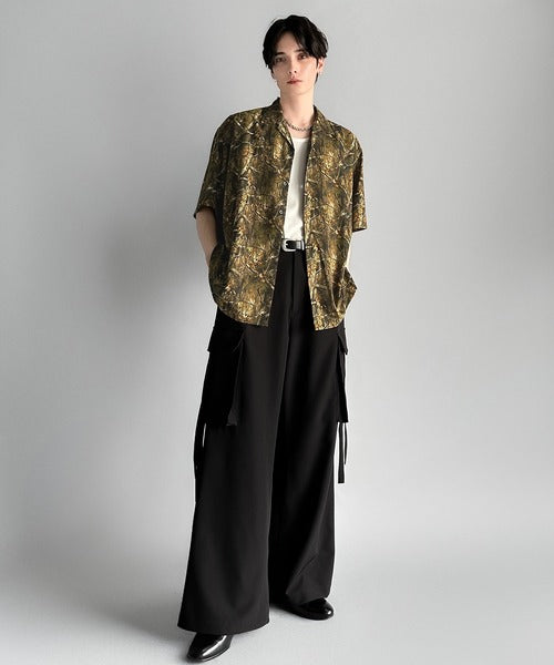 個性全開。」総柄オーバーサイズドレープ半袖シャツ/Oversized