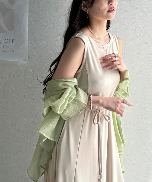 選べる2丈!ウエストリボン ボートネック 美ラインノースリーブ 選べる2丈!ウエストリボン ボートネック 美ラインノースリーブ