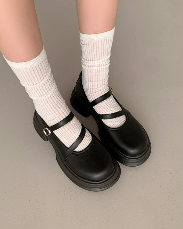 0478メリージェーン厚底シューズローファー(2color)