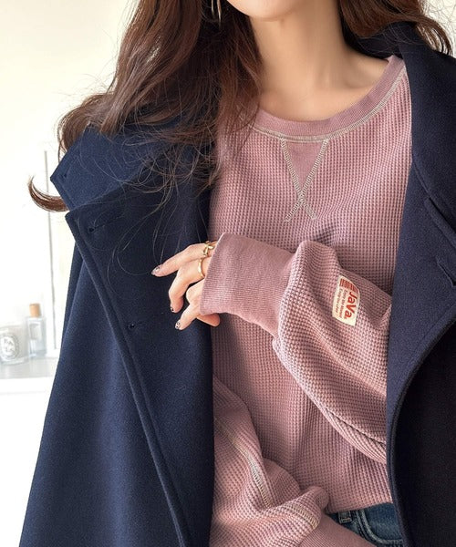 JaVaジャバ 別注》シンプルなのに格上げ。2way配色ワッフルロン