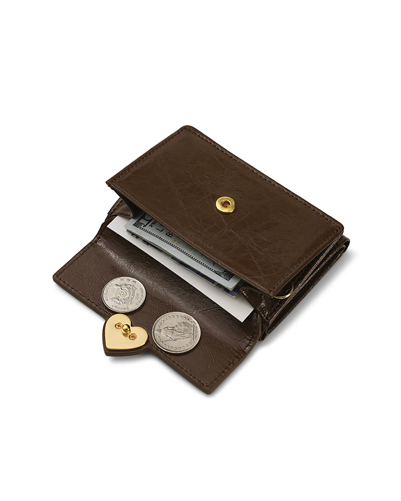 ★HYETHE★ HEARTY TRIPLE WALLET MOCHA BROWN HEARTY TRIPLE WALLET - MOCHA BROWN | ファッション通販サイト NUGU