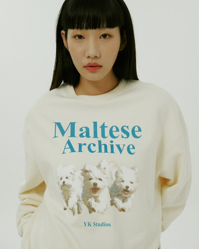 [K-POPアイドル着用] Maltese archive sweatshirts IVORY