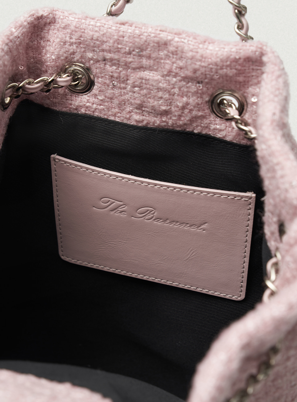 Pink Tweed Drawstring Chain Backpack | ファッション通販