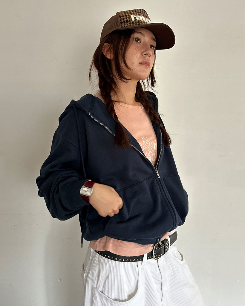 (ORIGINAL) オーバーフィットダブルジップフーディー (裏起毛)