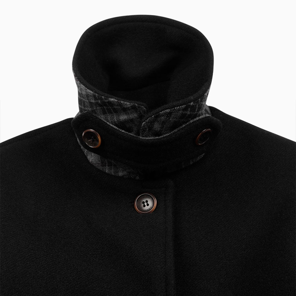 Influencer pick] CHECK HALF WOOL COAT, BLACK | ファッション通販