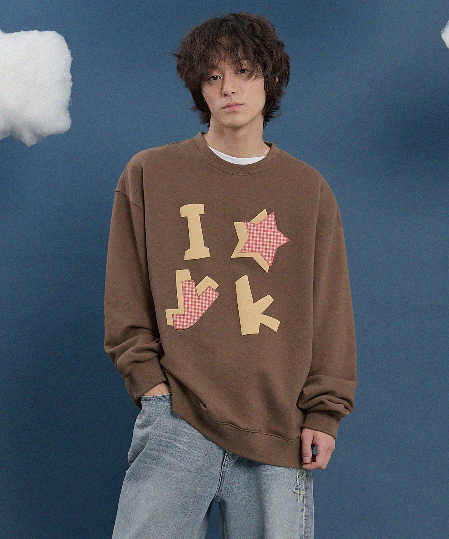 Influencer pick] YK Check Applique Sweatshirt BROWN | ファッション