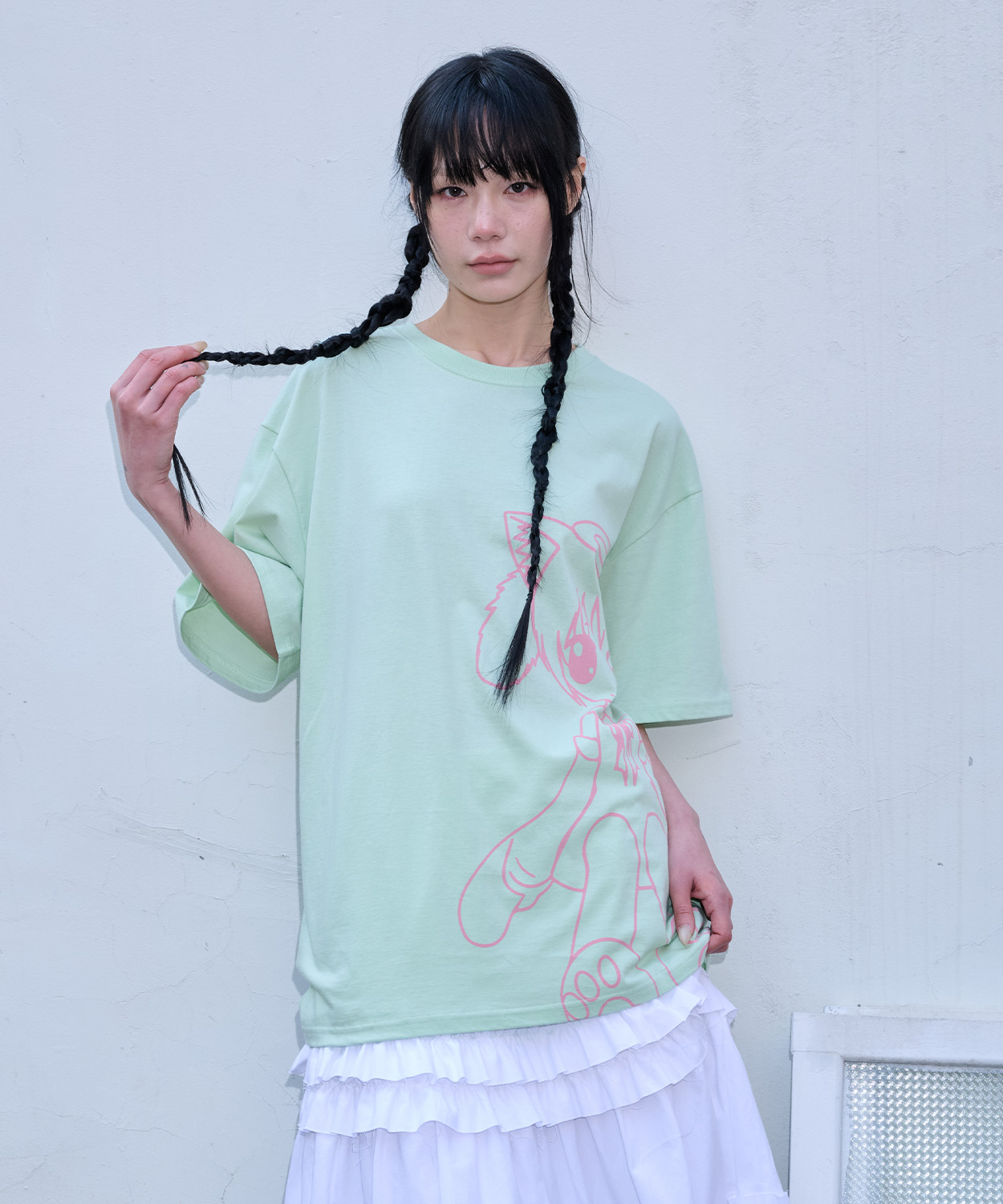 CAT GIRL T SHIRT - MINT