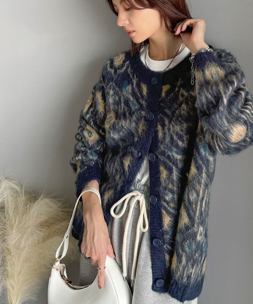 大人可愛いヴィンテージ調。モヘアタッチ前後2wayアンティークラグ