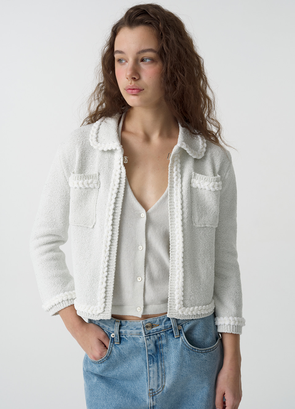 the barnnet ヴァネッサ　スパンコール　ブークレ　カーディガン Vanessa spangle boucle cardigan | ファッション通販サイト NUGU