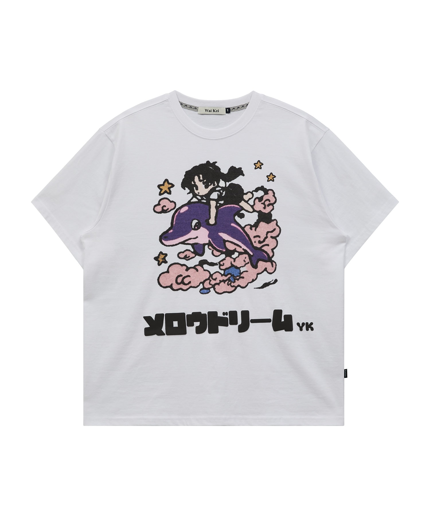 MELLOW DREAM Cartoon Half Sleeve T-shirt WHITE