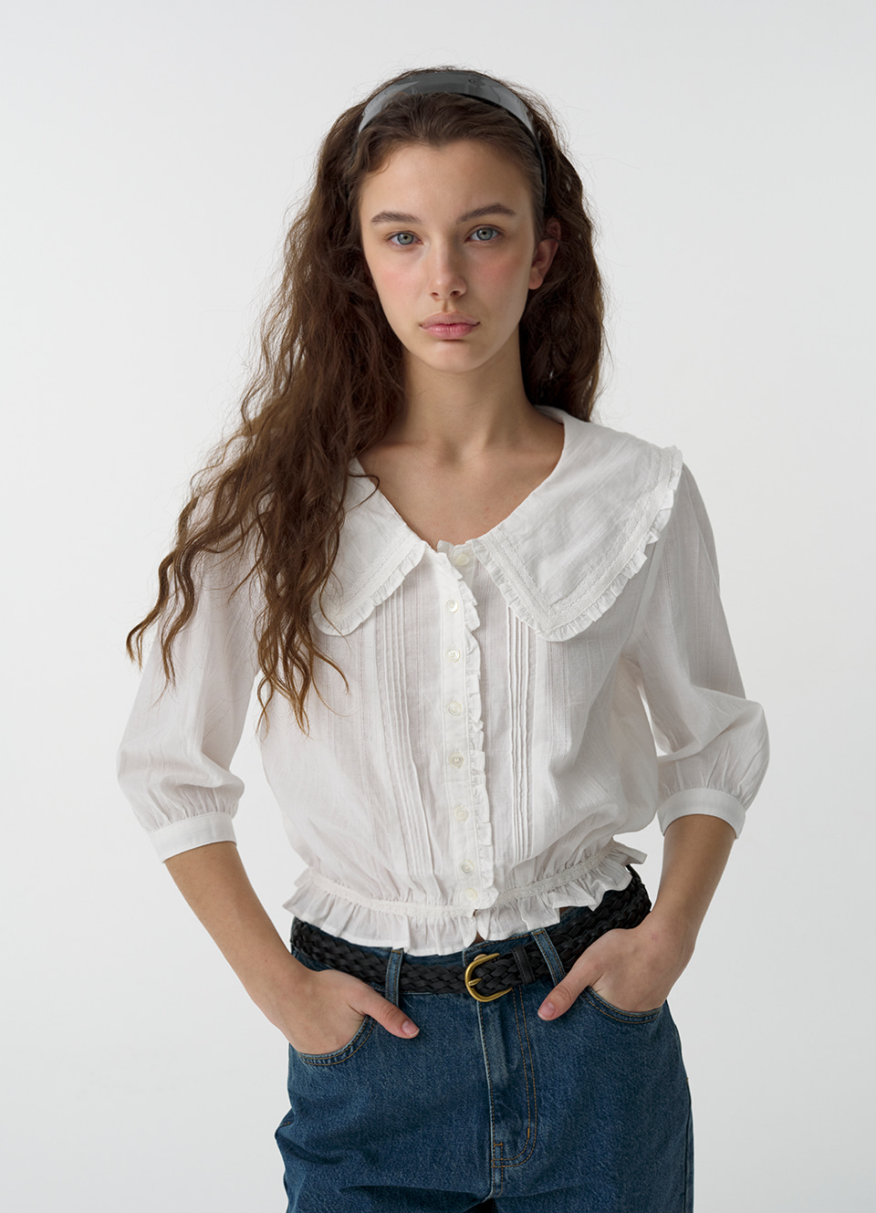 White Cottage Ruffle Blouse