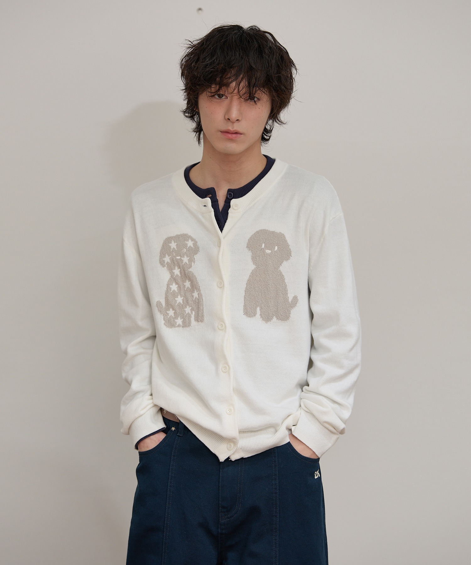 Puppy Boucle Cardigan IVORY