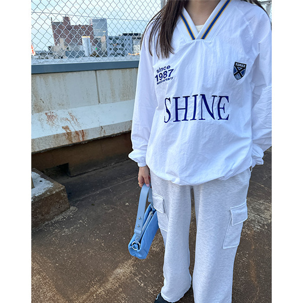 NUGU linenne crewVネックスウェット SHINE Vネックナイロンスウェット | ファッション通販サイト NUGU