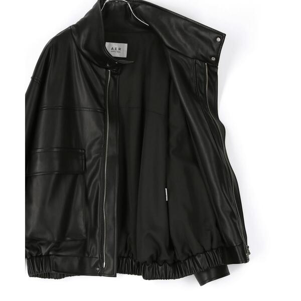 スタンドネックフェイクレザージャケット | ファッション通販サイト NUGU