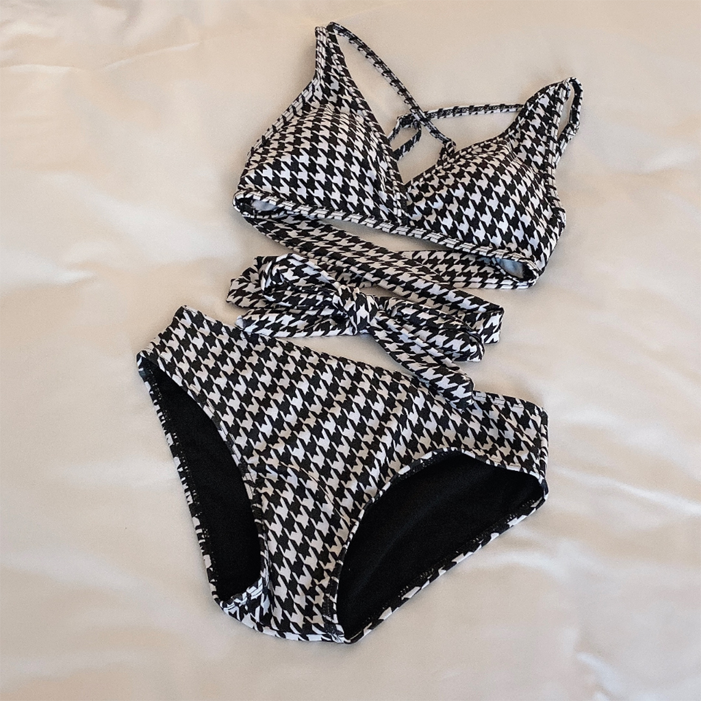 CHANEL チェック柄 パッド入り水着 パッド付き] チェックストラップ水着ビキニ | ファッション通販