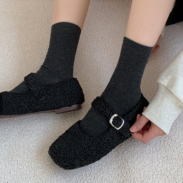 メル69851専用スタッカート　☆ フラットシューズ　冬　モコモコ 0642ふわもこボアメリージェーンフラットシューズ(4color