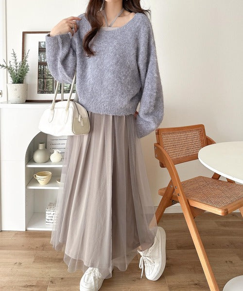 褒められワンピ♪マルチwayニット×チュールワンピースセット（セット