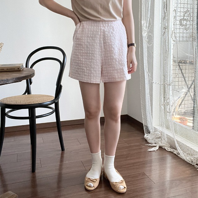 GIUGIU　パイル地　ショートパンツ　エチェックショーツ チェックショートパンツ | ファッション通販サイト NUGU