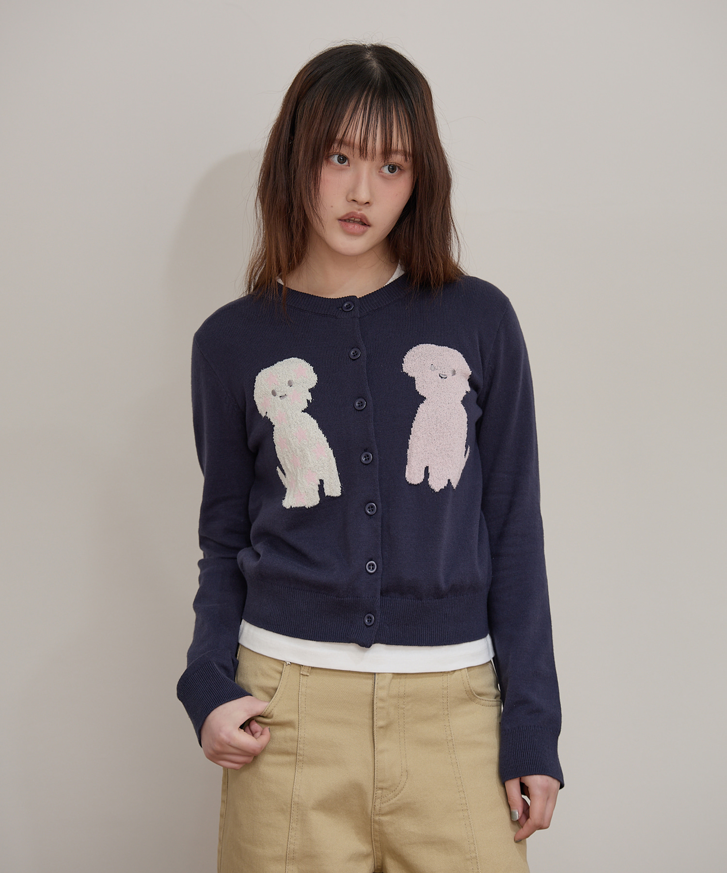 Puppy Boucle Cardigan NAVY