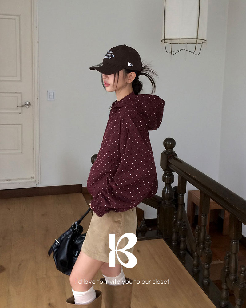 ウヌトレカ original]ミリドットフードウィンドブレーカー | ファッション