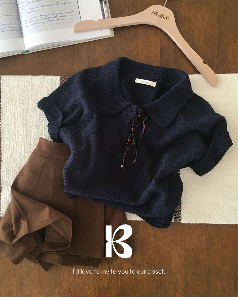 ORIGINAL/4color]カラーネックブクル半袖ニット | ファッション