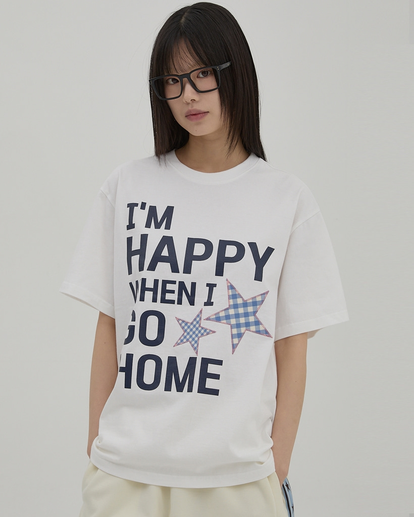 [K-POPアイドル着用] I am HAPPY Half Sleeve T-shirt WHITE