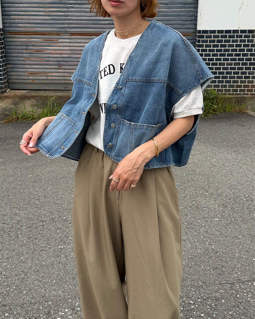 クロップドデニムベスト