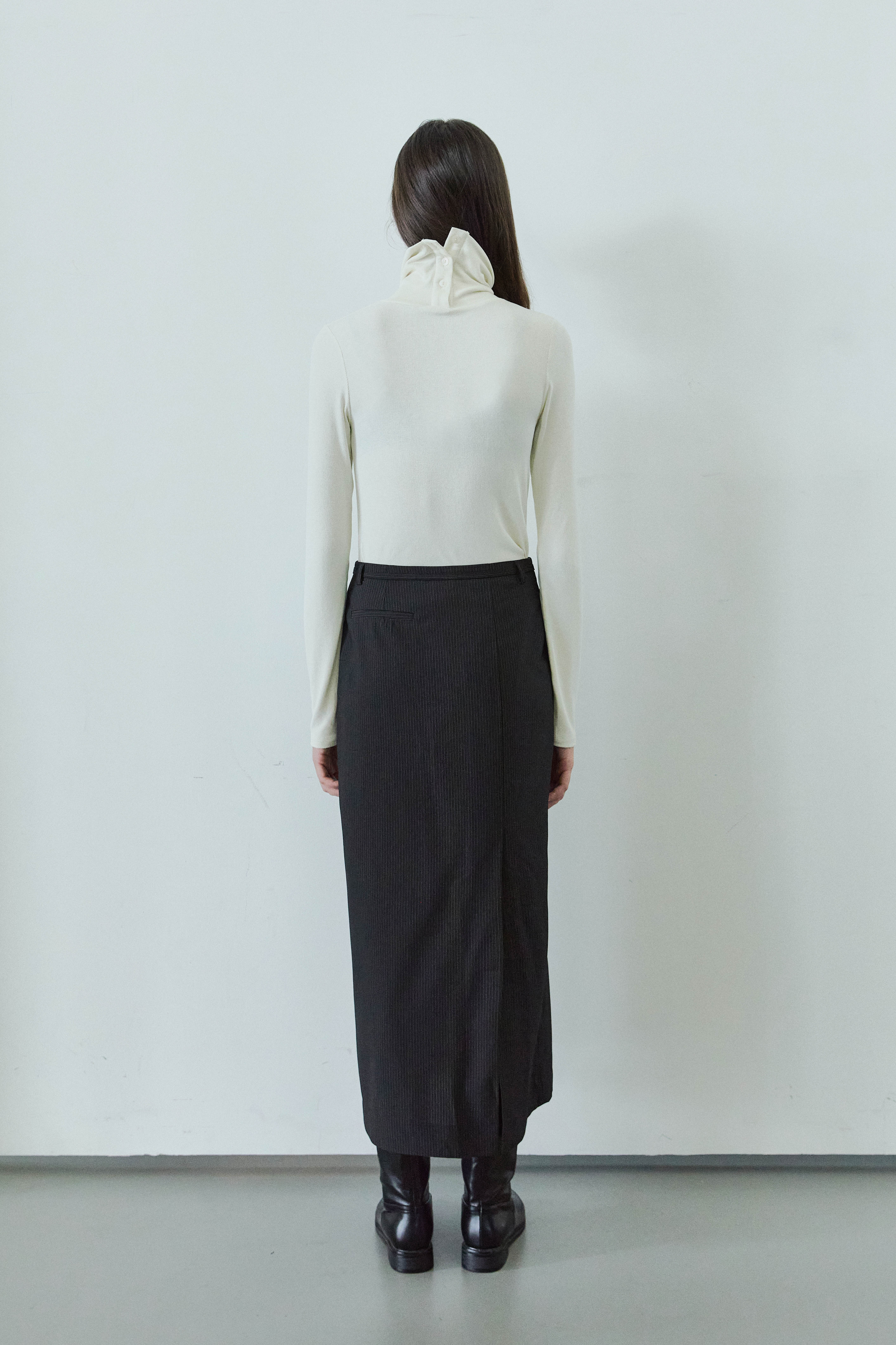STRIPE LONG SKIRTS WITH BELT / BLACK | ファッション通販サイト NUGU