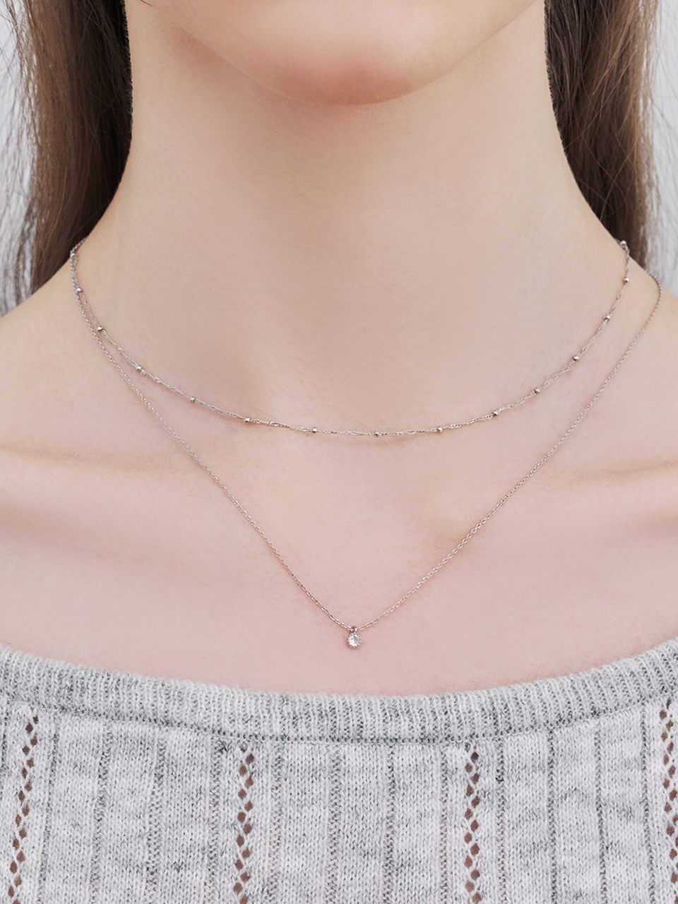 glare cubic layered necklace_2colors