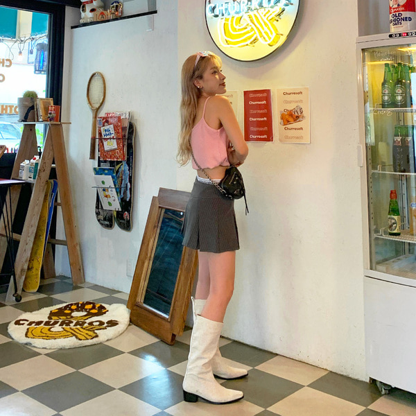 ANDMARYストライプ ベージュ ミニスカート S ANDMARYストライプ ベージュ ミニスカート S