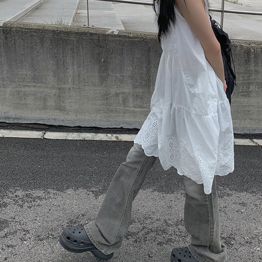 カーキグレーブーツカットデニムパンツ | ファッション通販サイト NUGU