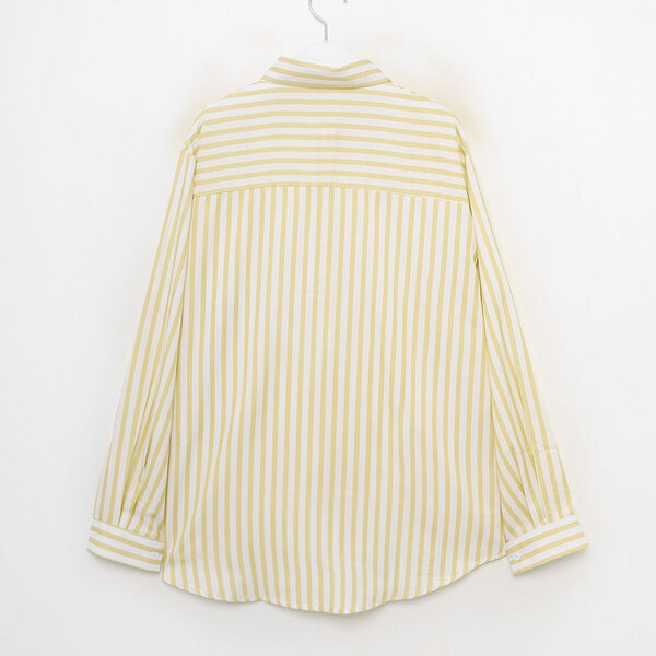 ストライプ シャツ イエロー Made in Napoli Lサイズ NARU(ナル) サマームラデニムストライプ シャツ「Citrus -シトラス