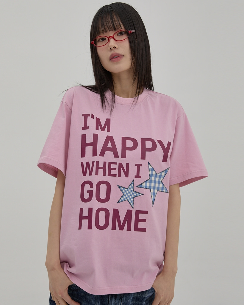 [K-POPアイドル着用] I am HAPPY Half Sleeve T-shirt PINK