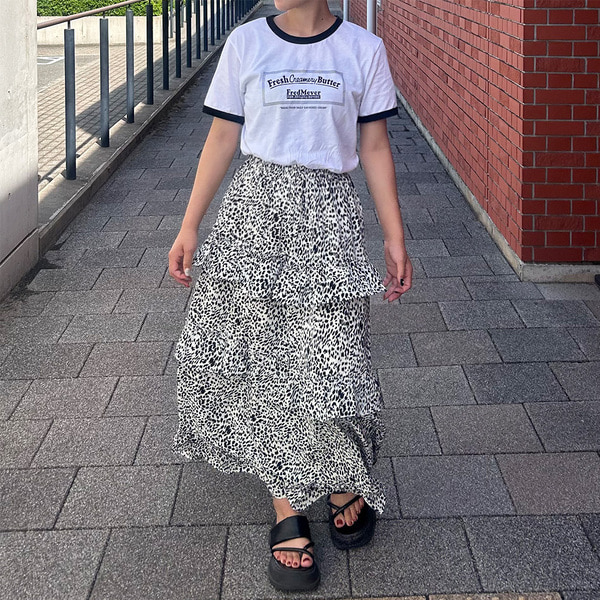 ヒョウ柄ティアードスカート | ファッション通販サイト NUGU