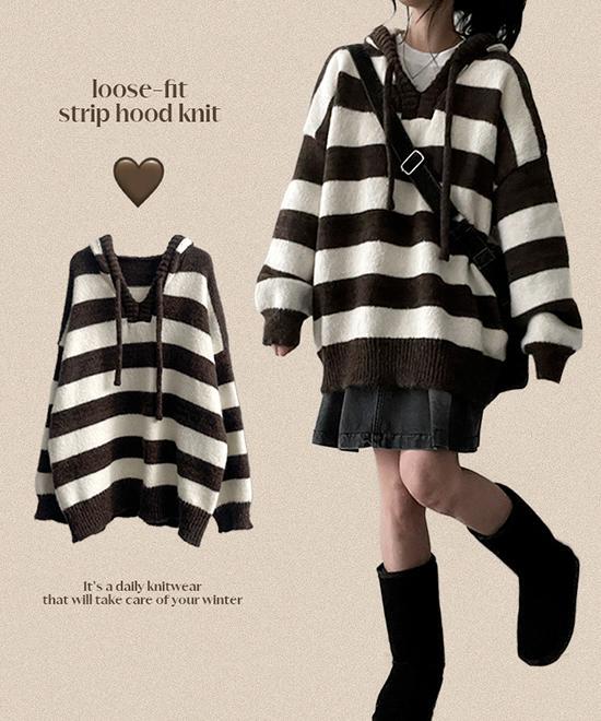 未使用 ソフネット 16AW バックスターパネルボーダーコットンニットパーカーL ゆったり。あったか。可愛い。ボーダーニットパーカー『ブルー