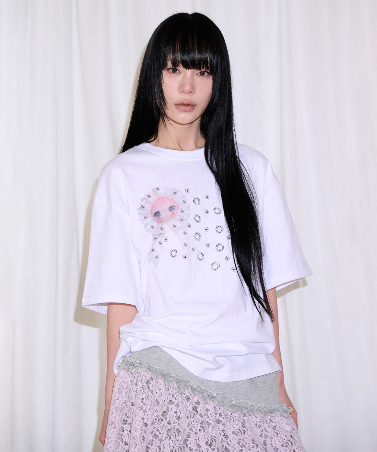 ROSETTE EYELET T SHIRT
