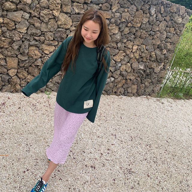 Dearest] ラウンドネックルーズTシャツ(ダークグリーン