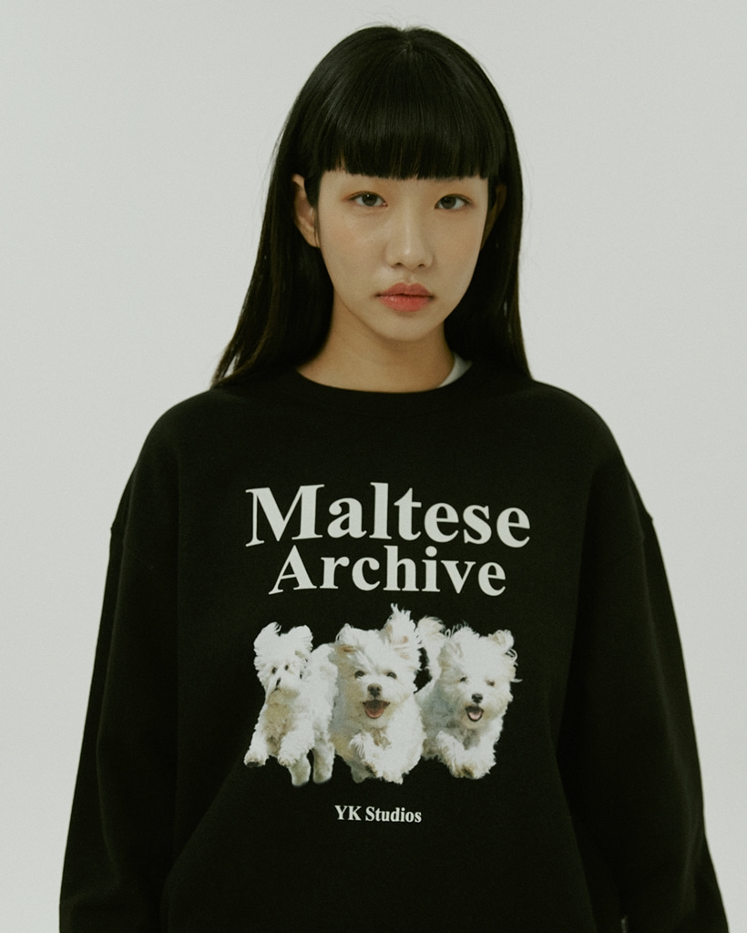 [K-POPアイドル着用] Maltese archive sweatshirts BLACK