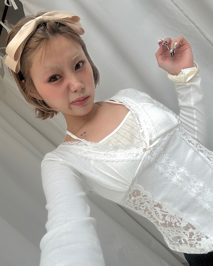 レースキャミホルターレイヤードロングＴシャツ