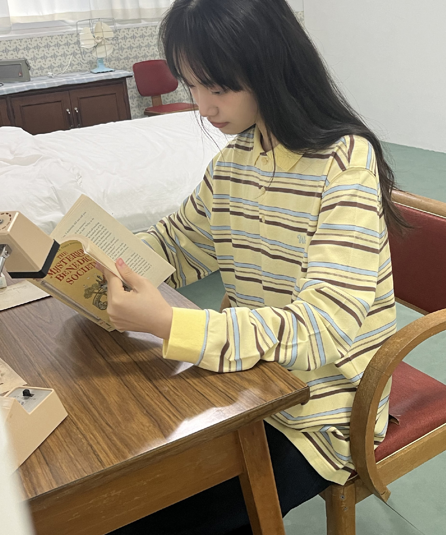 Stripe Logo Pique Long Sleeve T-shirt YELLOW