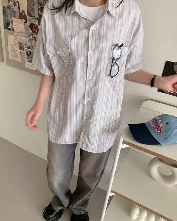 【定価21000円】DESCENDANT ストライプ 半袖シャツ サイズ2 KENNEDY'S OXFORD SS STRIPE SHIRT | DESCENDANT(ディセンダント