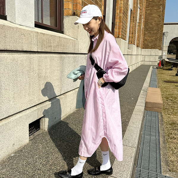 ストライプロングシャツドレス | ファッション通販サイト NUGU