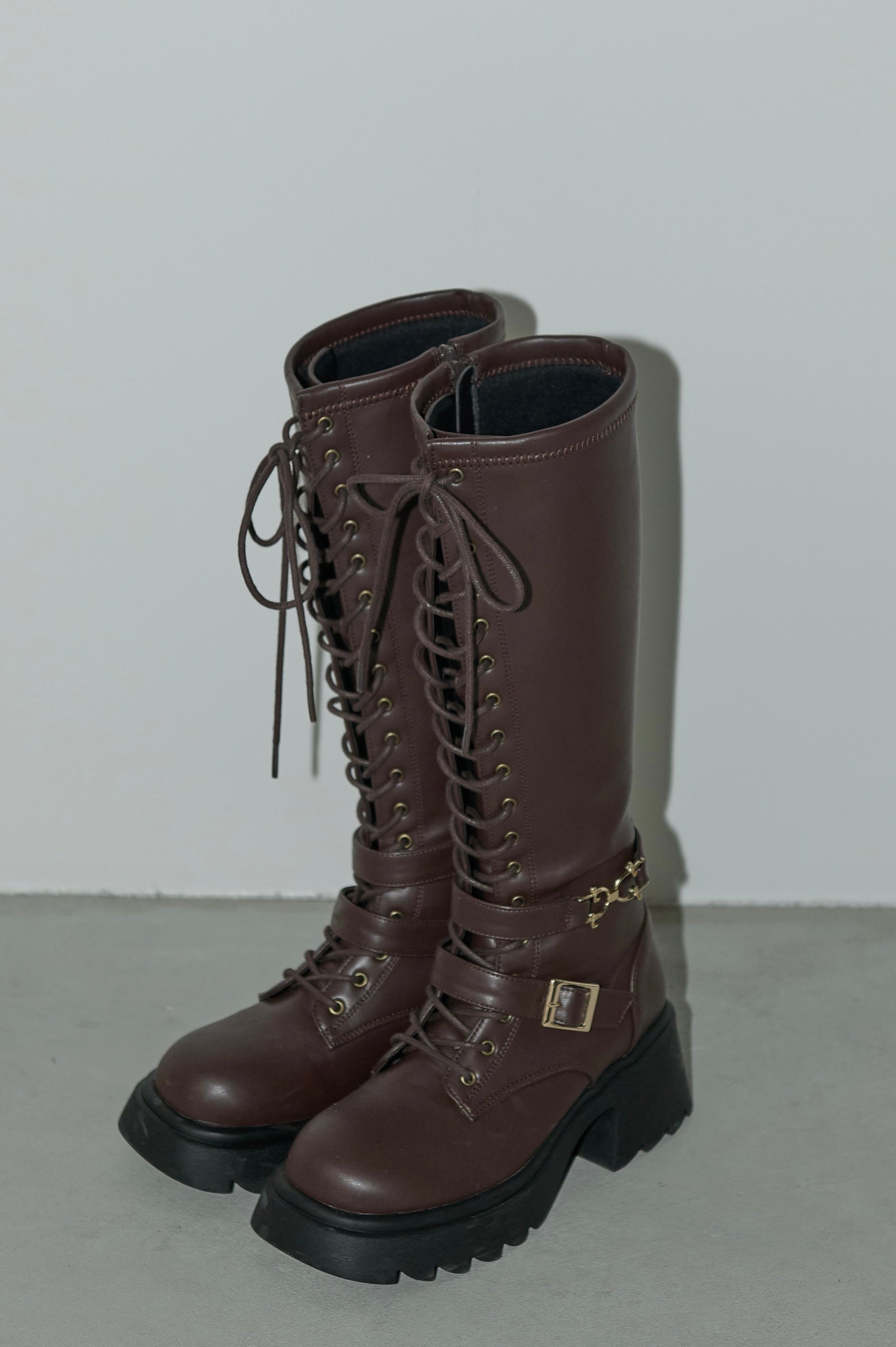 ★大人気★Buckle Long Boots★ロングブーツ,2色(22-552) as