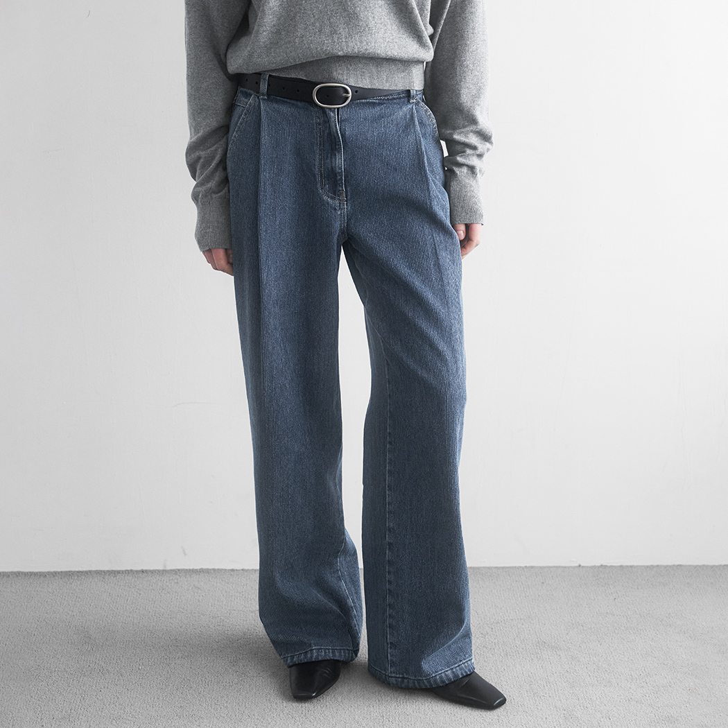 PT-5739)TEXTURED TUCK DENIM PANTS | ファッション通販サイト NUGU