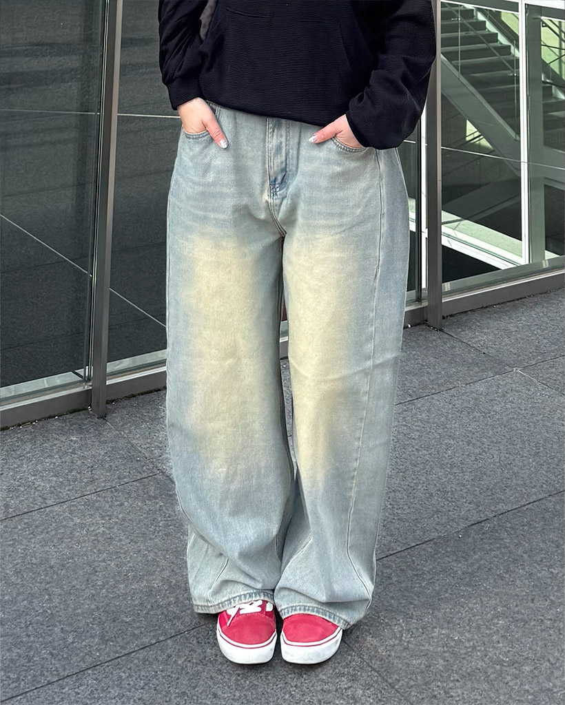 （ユニセックス）フェードデニムパンツ