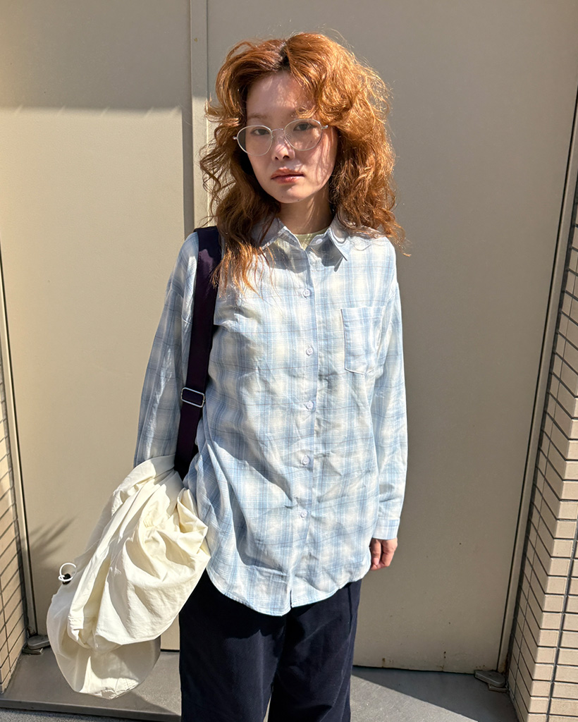オーバーサイズパステルチェックシャツ