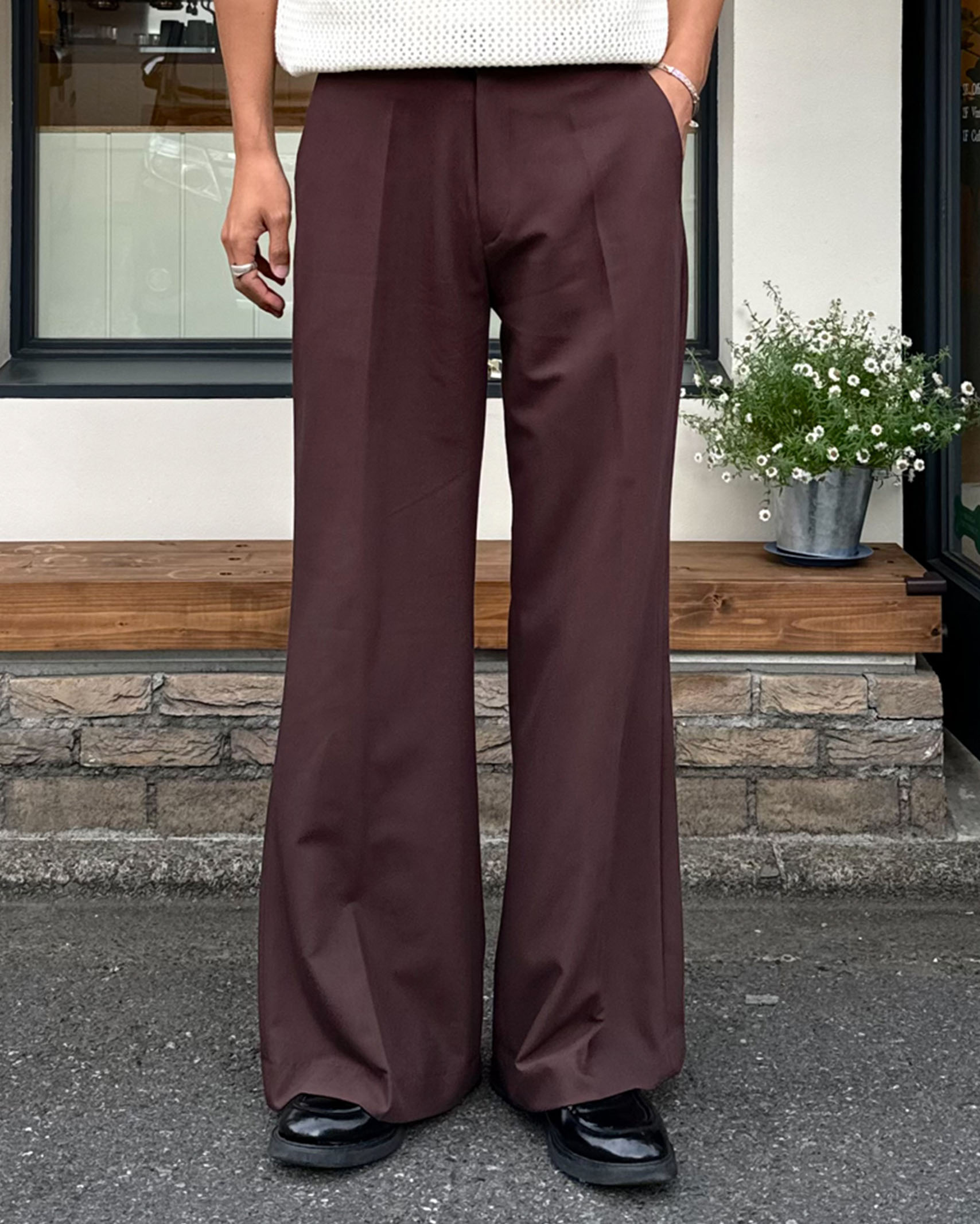 (ORIGINAL) ワイドフレアスラックス (brown)