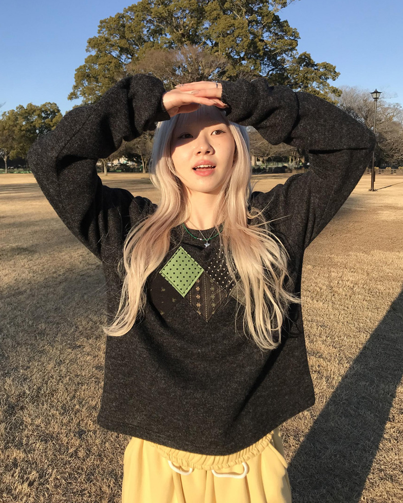 アーガイルパッチニット