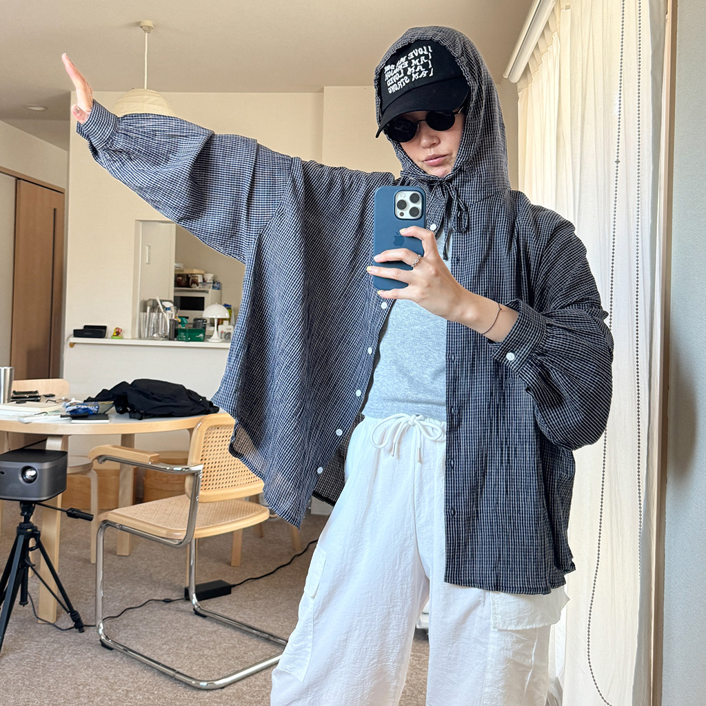 裏起毛]ステッチフード付きパーカーグレー | ファッション通販